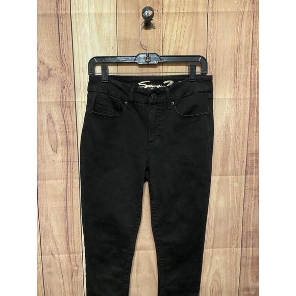 Seven7 size 6 denim Jeans Black Tummyless High Rise Skinny Sleek Modern - Picture 2 of 8